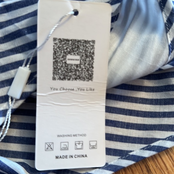 Cute Jumpsuit, Small, Blue & White Stripes, NWT, Zips in Back, Lined, Pockets - Picture 8 of 12